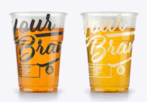 Plastic Beer Cup Mockup &ndash; Beverage product presentation