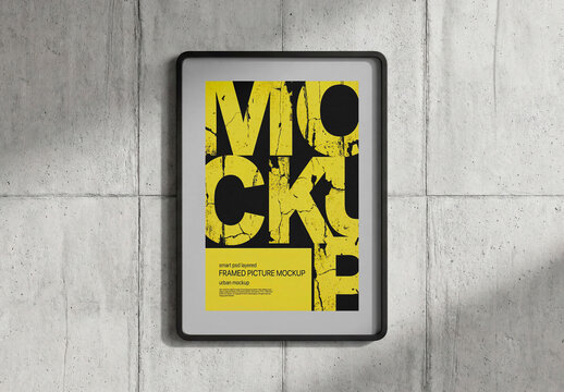 Concrete Wall Frame Mockup &ndash; Minimal poster display
