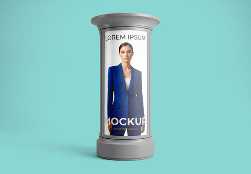 Cylindrical Advertising Column Mockup &ndash; Studio presentation