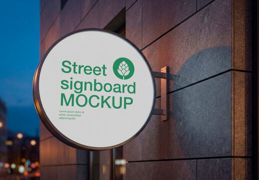 Round Store Sign Mockup &ndash; Outdoor branding display