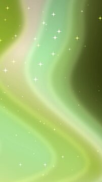 Abstract green background with wavy lines and sparkles