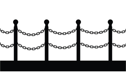 Obraz premium Black Chain Barrier Fence Silhouette Vector Illustration