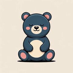Fototapeta premium cute blue bear sitting cartoon character illustration