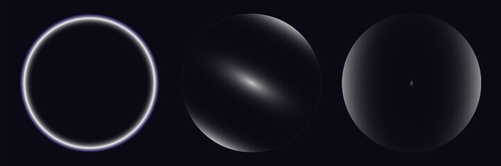 Abstract circle shapes with gradient isolated on black background. Vector set. Fluid vivid gradients for banners. Modern trendy design. Liquid shape. Colorful bright neon template. Dynamic soft color.