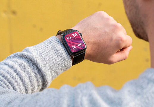 Smartwatch Screen Mockup &ndash; Wearable device display