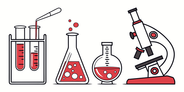 Illustration of essential laboratory tools and equipment in a scientific setting