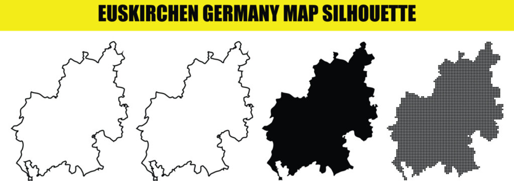 Euskirchen germany map silhouette pack containing multiple creative variations from solid forms to decorative dot matrix