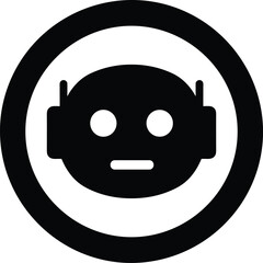 Obraz premium Robot head icon vector illustration, artificial intelligence chatbot assistant symbol, futuristic technology concept isolated on white background