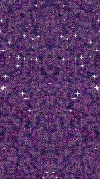 Intricate purple pattern with sparkling white stars on a dark background