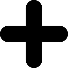 Obraz premium Black Plus Sign Symbol on White Background minimal