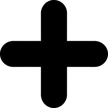 Black Plus Sign Symbol on White Background minimal