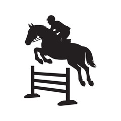 steeplechase horse silhouette vector on white background 