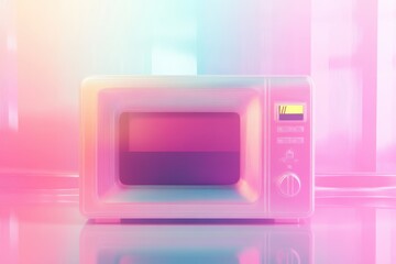 Stylized Pastel Microwave Oven with Soft Light Effects