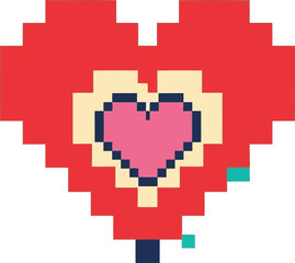 Obraz premium Pixel art red heart icon with retro 8-bit style for digital love and Valentine's Day designs