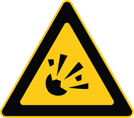 Explosion Hazard Warning Sign &ndash; Yellow Triangle Explosive Danger Symbol
