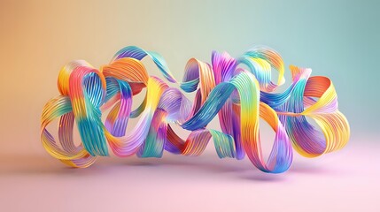 International Friendship theme abstract colorful ribbons intertwining into joyful typography over pastel gradient cheerful minimal lighting balanced composition