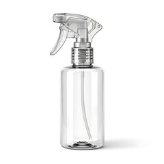 Obraz premium A clean glass wine bottle and a metallic opener are isolated on a white background alongside a clear liquid dispenser bottle for beauty and hygiene care