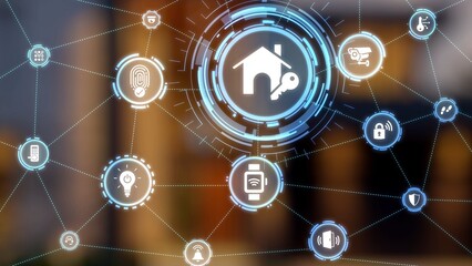 Home security icons show smart home, surveillance, and safety devices. Home security ensures monitoring, home security protection, and smart access. Gist