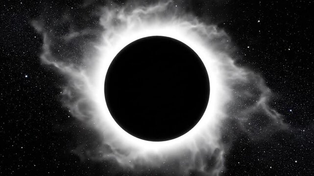 Total Solar Eclipse with Corona and Starry Sky Background