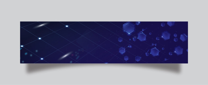 LinkedIn cover design  Futuristic Digital Network Banner with Glowing Hexagons