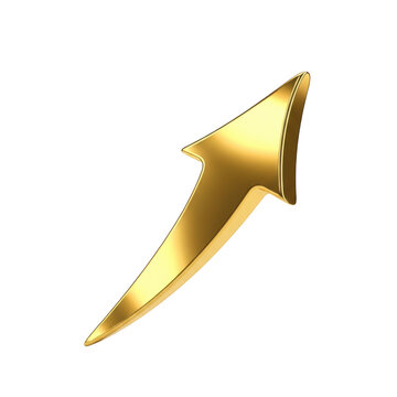 A shiny gold arrow pointing upwards and to the right