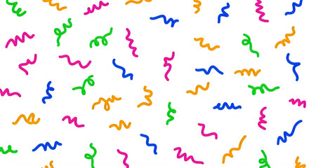 Obraz premium Colorful Squiggly Lines Pattern on White Background, Vibrant Abstract Design