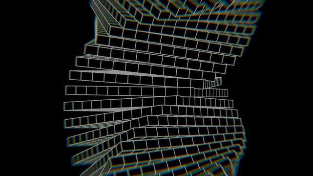 abstract 3d symmetrical geometric shape rotating on black colour background