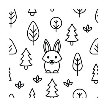Minimal Scandinavian Woodland Nursery Seamless Vector Pattern Collection