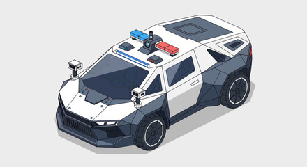 Police Car Vector Illustration with Lights. © Dono