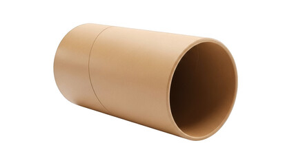 A close-up view of a cylindrical cardboard tube against a white background