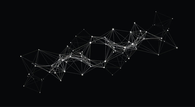Network Connections on Black Background with White Lines