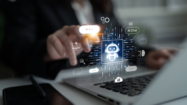 AI chatbot concept with futuristic digital communication and smart system interface for advanced interaction. Corpus