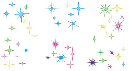 Colorful stars shine brightly in empty space