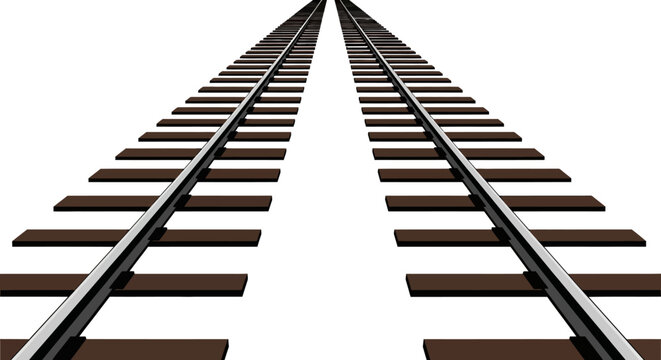 Railway tracks lead into the distance perspective
