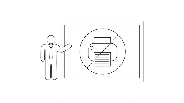 No Printing Sign Presentation - Business Meeting Illustration.