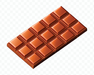 Obraz premium realistic 3d smooth piece of milk chocolate bar in different style isolated on transparent background