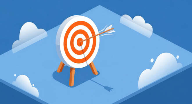 Isometric Target Achievement Success Goal Oriented Strategy Planning Aiming Accuracy Precision Focus Determination Challenge Competition Skill Performance Business Direction