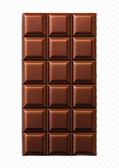 Obraz premium realistic 3d smooth piece of milk chocolate bar in different style isolated on transparent background