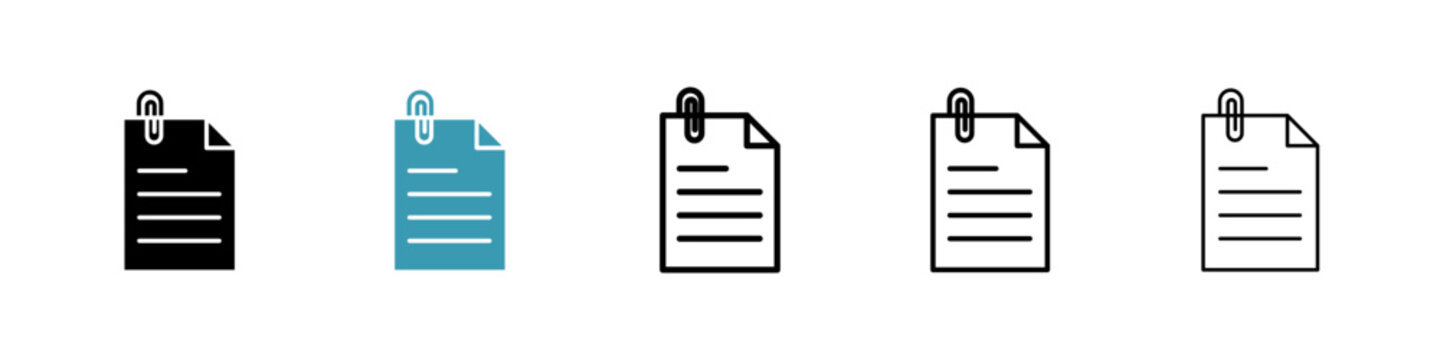 Attach document icons collection in black and blue colors
