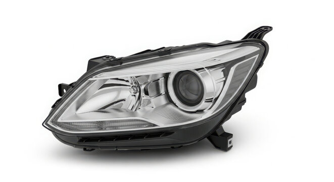 Sophisticated Automotive Headlight Unit Showcasing Advanced Lighting Technology for Modern Vehicles on White Background