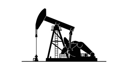 A black silhouette of a classic oil pump commonly known as a nodding donkey is shown