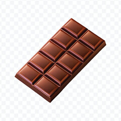 Obraz premium realistic 3d smooth piece of milk chocolate bar in different style isolated on transparent background