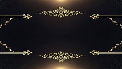 Elegant golden design elements on black background for graphic presentations