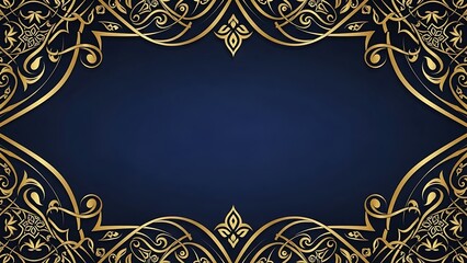 Elegant golden frame design on a navy blue background vector illustration