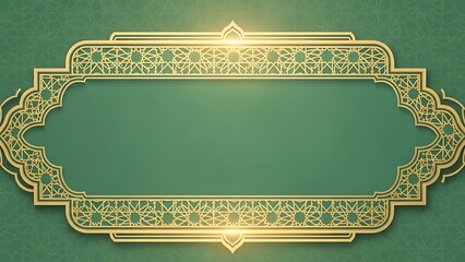Elegant golden frame on a green background with intricate pattern design