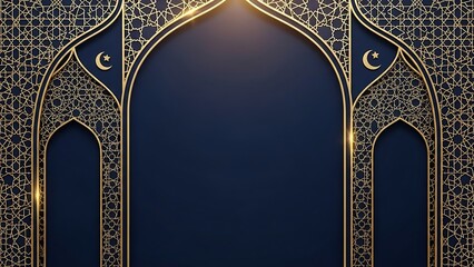 Elegant islamic archway design with gold and geometric patterns