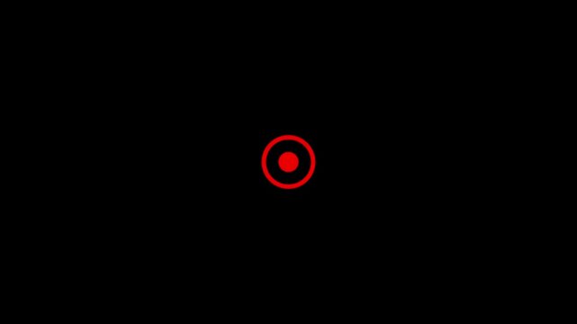 A bright cyan concentric circle with a solid cyan dot in the center against a deep black background symbolizing a target or a focal point in technology or innovation.