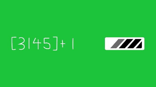 simple math equation animation with numbers and battery icon on green background concept of calculation and energy level