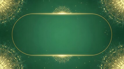 Elegant green and gold decorative background with copy space for design