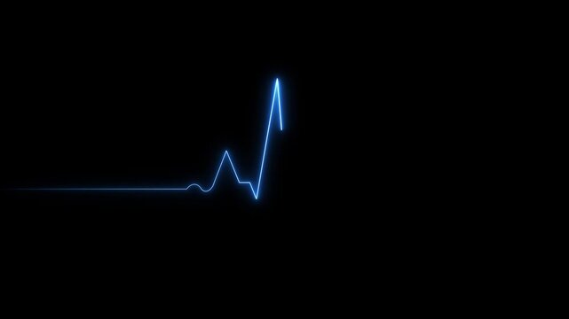 Glowing Blue E C G Heartbeat Line on Black Background Medical Technology Concept electrocardiogram